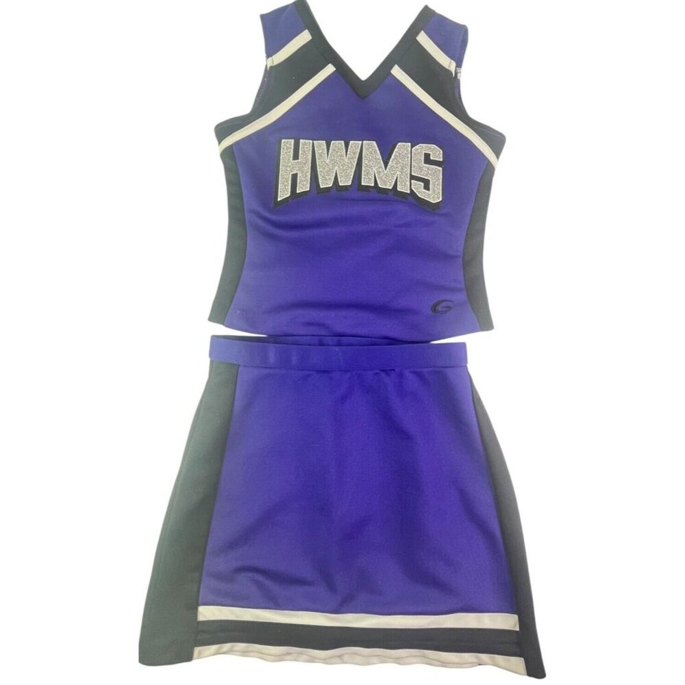Girl Cheerleader Uniform Outfit Halloween Costume Child Purple 28" Top 22" Skirt